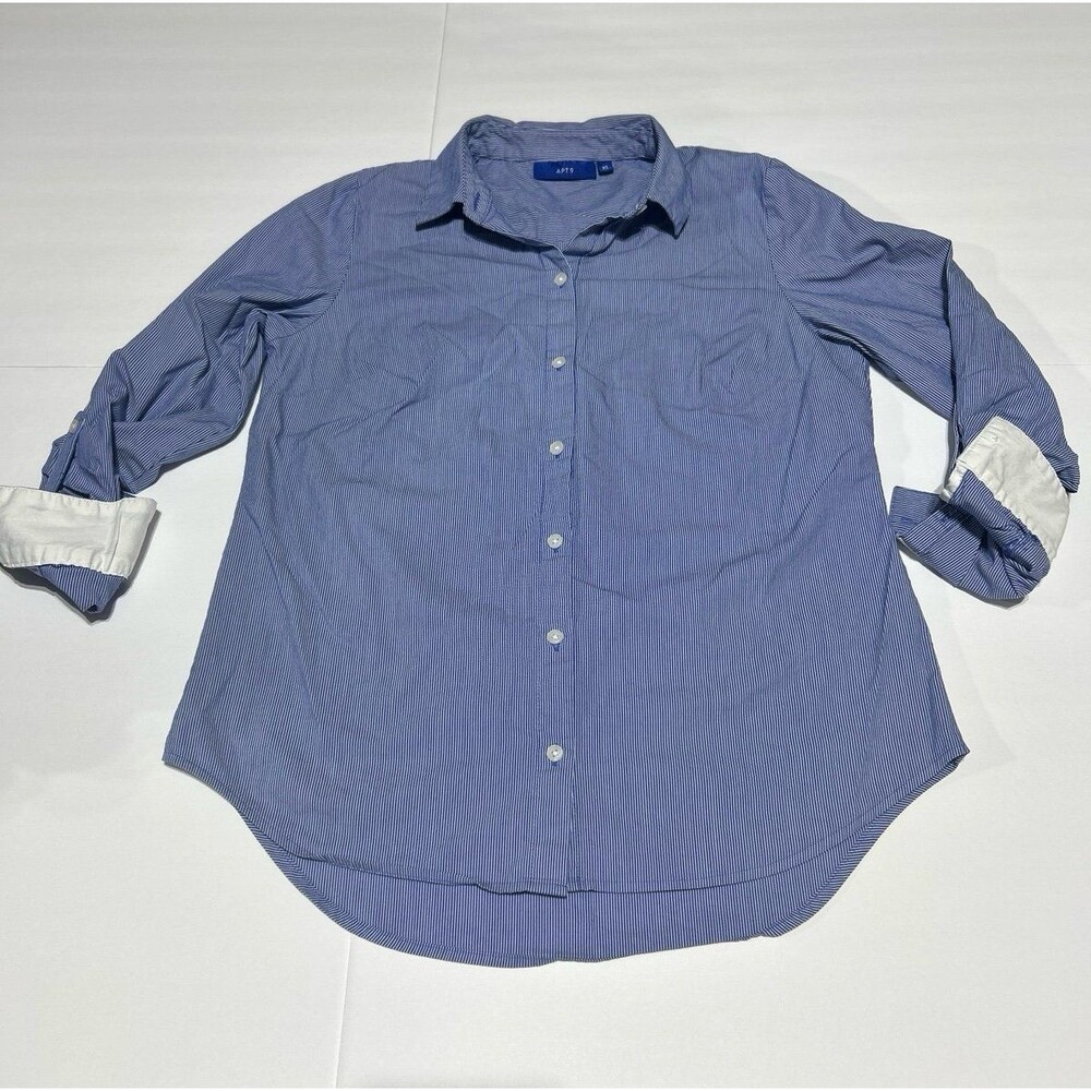 APT. 9 XS Blue and White Gingham Button-Down Shirt